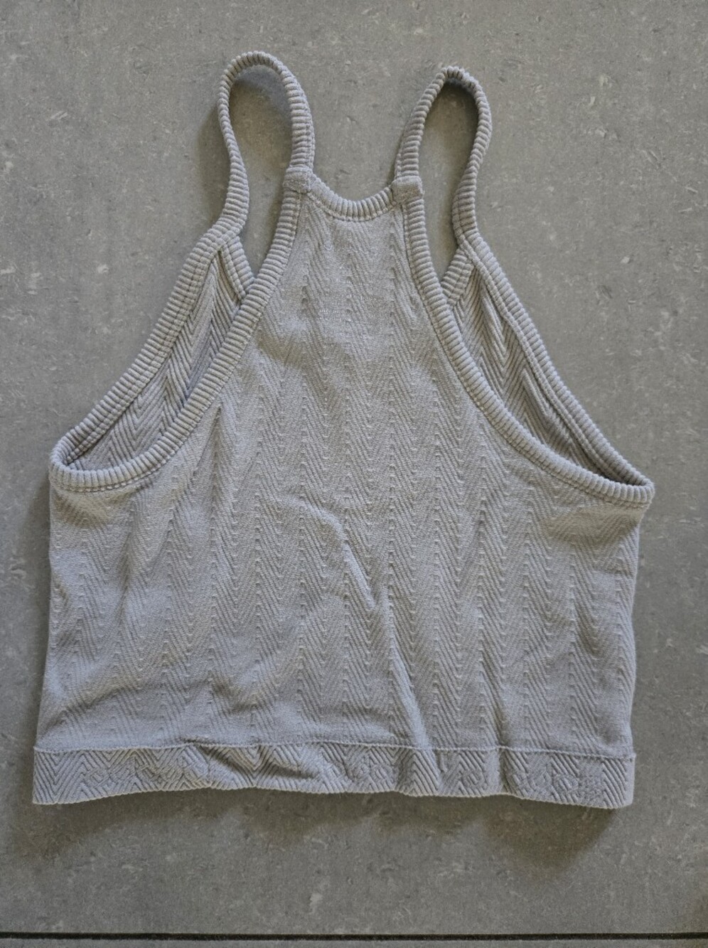 Ambiance Light Gray Ribbed Racerback Crop Top - Picture 2 of 3